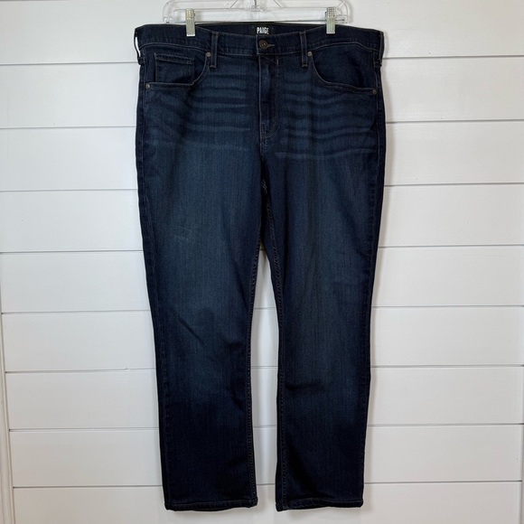 Paige Jeans Mens 36x27 Federal Slim Straight Stretch Preppy Dark Wash - Picture 1 of 7